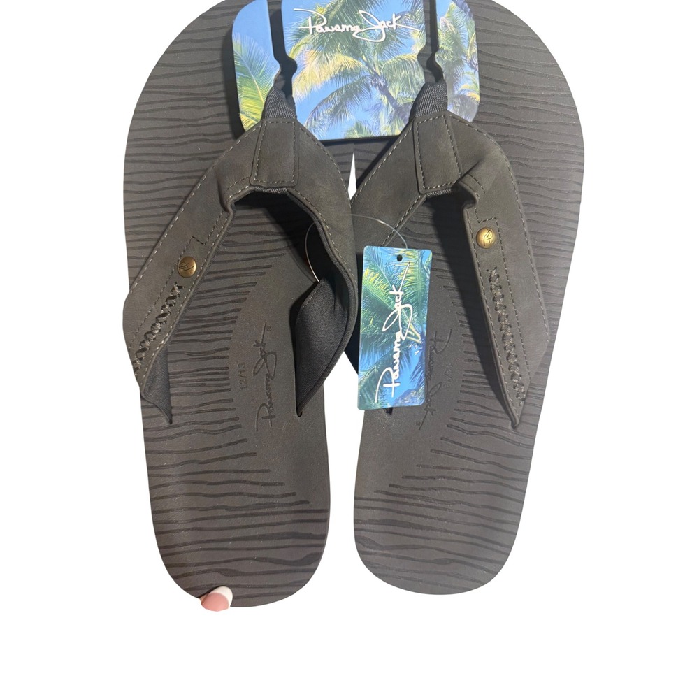 Panama Jack Mens Flip Flop Sandals Charcoal Gray FMS2303 Size 12/13 NEW